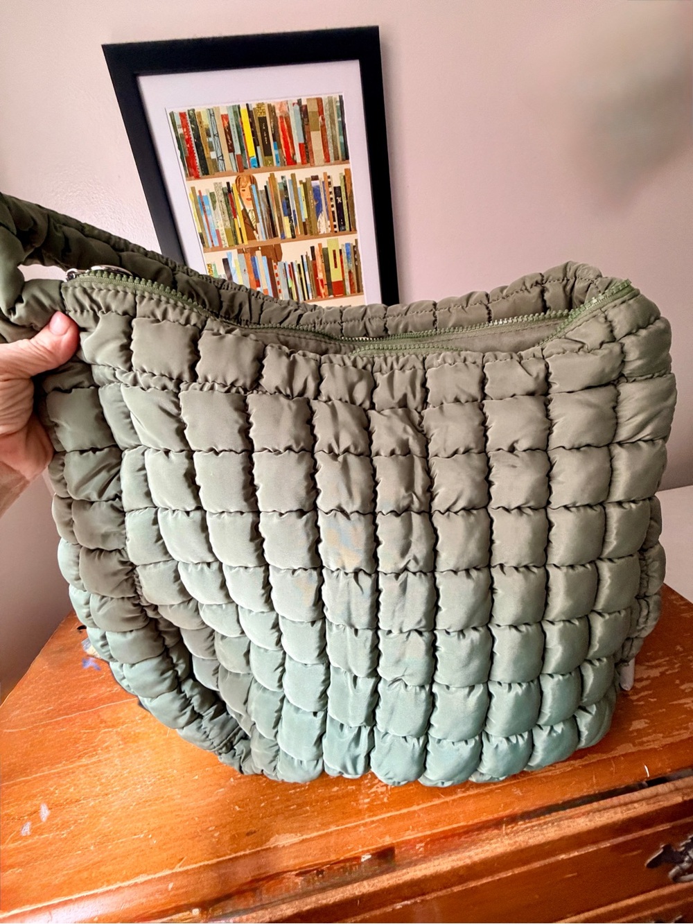 FP Movement by Free People Quilted Carryall Bag-Washed Sage - Picture 3 of 3